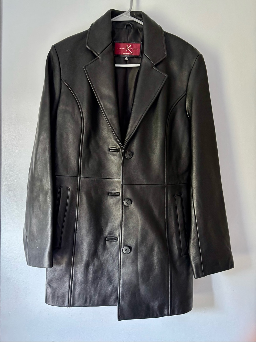 Katana Kouture Medium Leather Knee Length Coat Pockets Lined